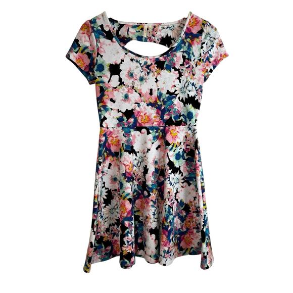 Frenchi Nordstrom Floral Print Skater Dress Back Cut Out Multicolor Small Casual - Picture 1 of 8